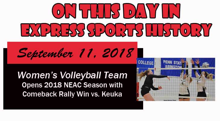 &lsquo;On This Day&rsquo; Women's Volleyball Team Starts 2018 NEAC Play with Win
