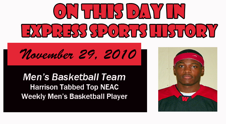 'On This Day' Harrison Tabbed as NEAC&rsquo;s Men&rsquo;s Basketball Player of the Week
